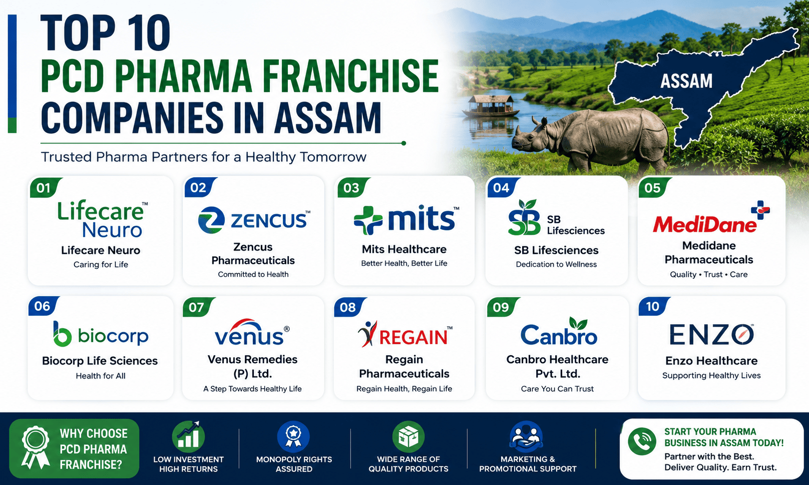 Top 10 PCD Pharma Franchise Companies in Assam (2026)