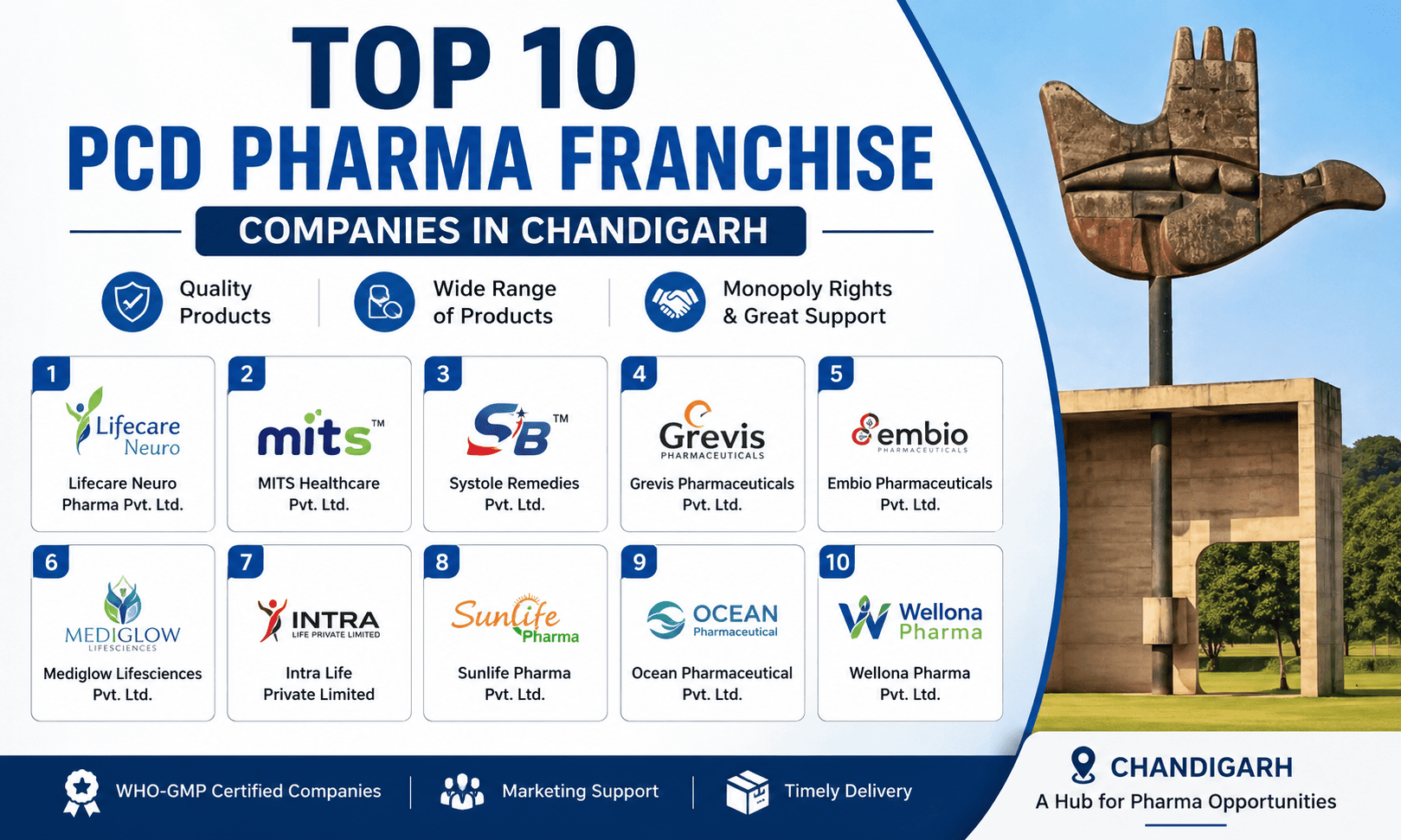 Top 10 PCD Pharma Franchise Companies in Chandigarh (2026)