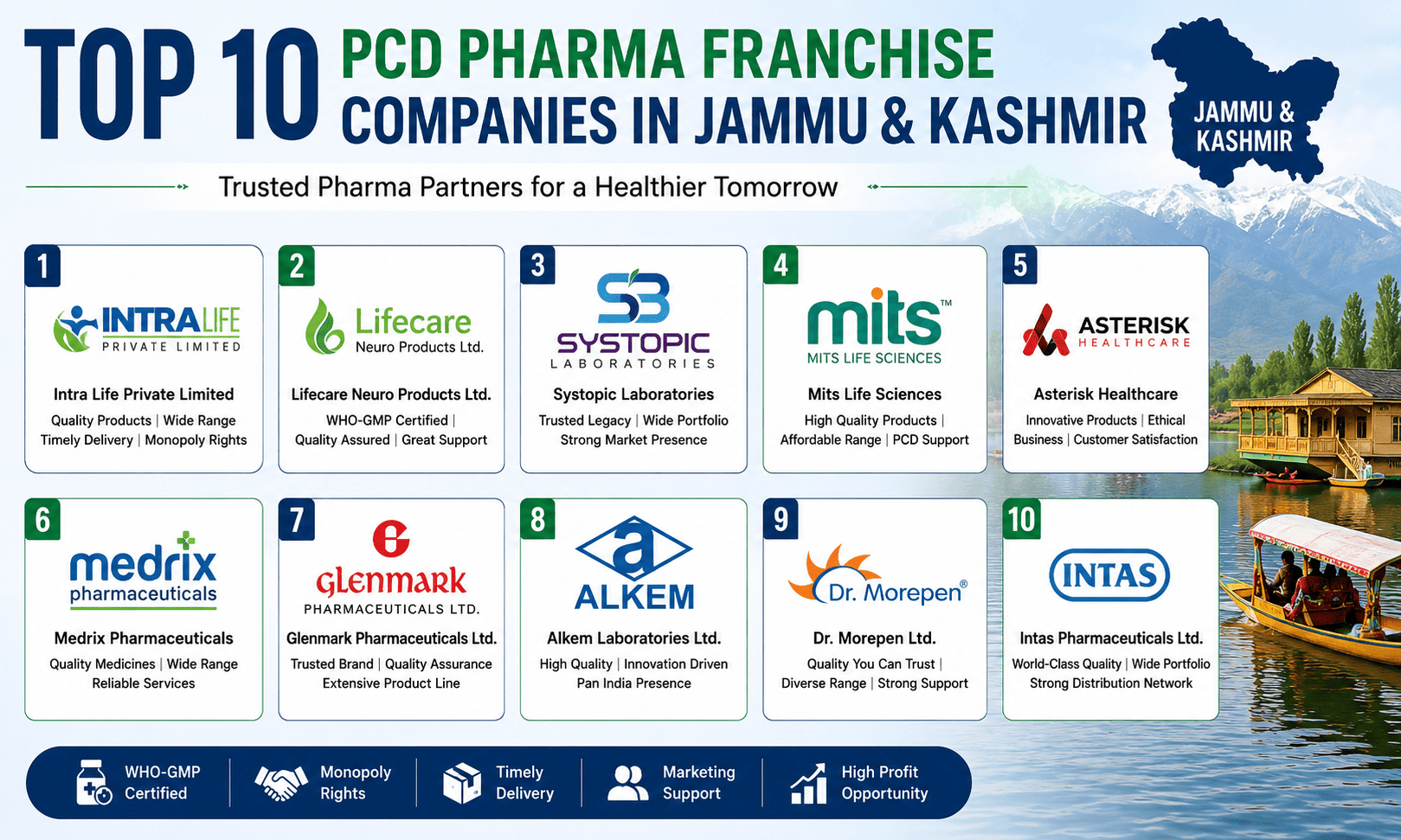 Top 10 PCD Pharma Franchise Companies in Jammu and Kashmir (2026)