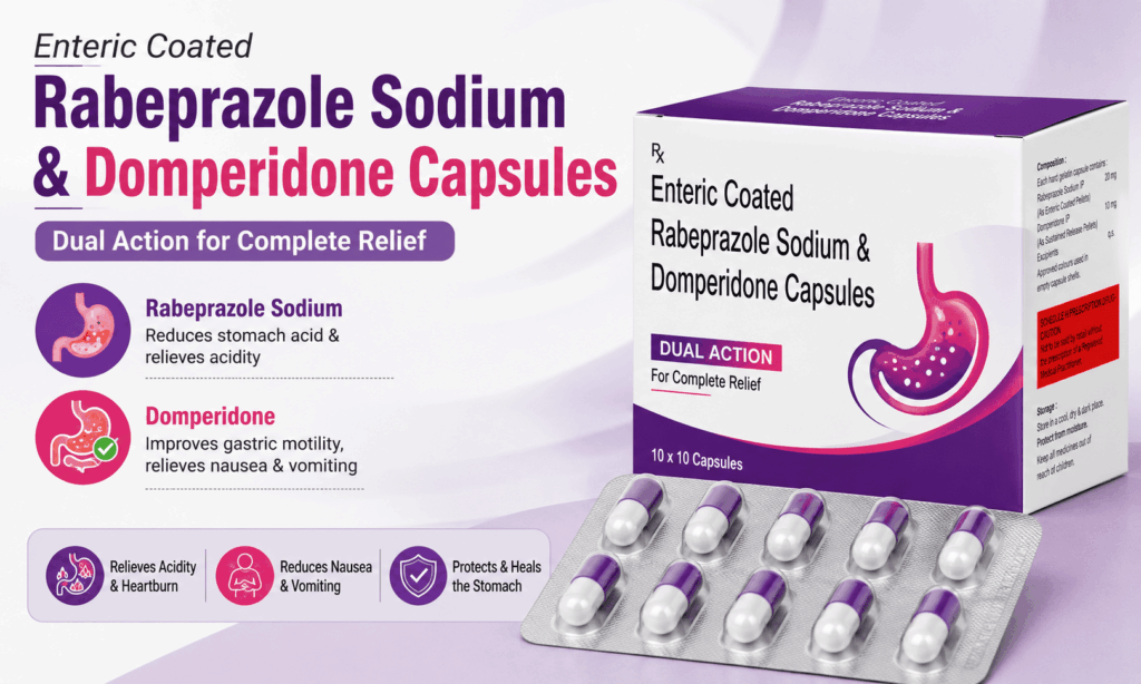 Enteric Coated Rabeprazole Sodium and Domperidone Capsules uses in Hindi