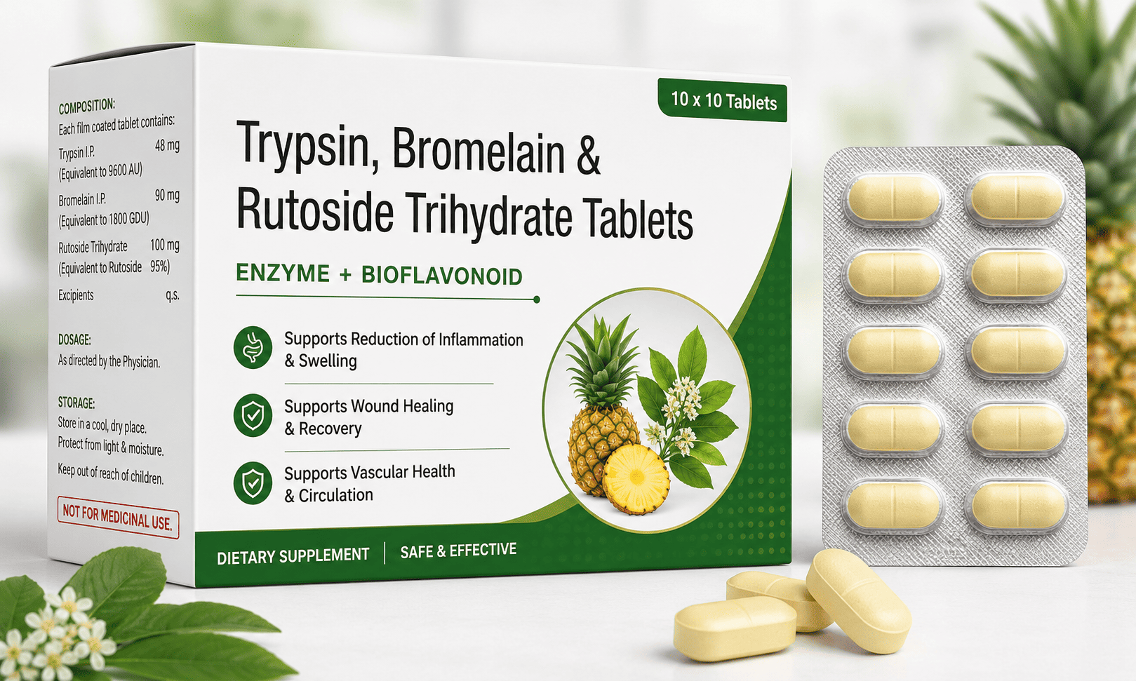 Trypsin Bromelain Rutoside Trihydrate Tablets Uses in Hindi